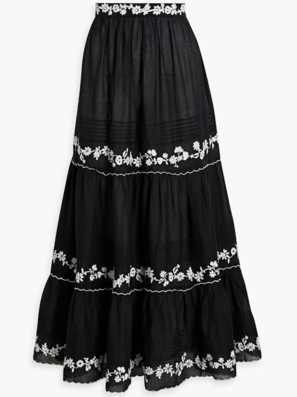 FARM Rio Black Maxi Skirt with White Floral Embroidery - Picture 2 of 3